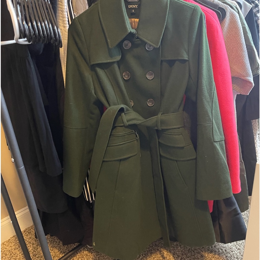 Dkny hunter green wool peacoat